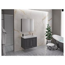 Denko Antrasit Gri Royal 80 cm Banyo Dolabı Takımı