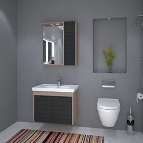 Denko Banyo Mostar Mat Gri 70 cm Banyo Dolabı