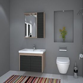 Denko Banyo Mostar Mat Gri 70 cm Banyo Dolabı
