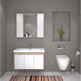 Denko Banyo Mostar Mat Gri 90 cm Banyo Dolabı