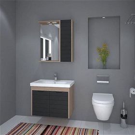 Denko Banyo Mostar Siyah 70 cm Banyo Dolabı
