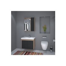 Denko Banyo Mostar Siyah 70 cm Banyo Dolabı