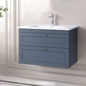 Denko Beyoğlu 75 cm Mdf Mat Lacivert Banyo Dolabı Alt Modül ve Lavabo