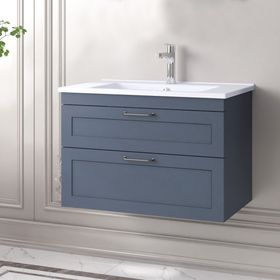 Denko Beyoğlu 75 cm Mdf Mat Lacivert Banyo Dolabı Alt Modül ve Lavabo