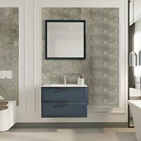 Denko Beyoğlu 75 cm Mdf Mat Lacivert Banyo Dolabı Takımı