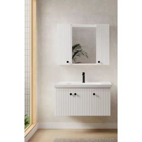 Denko Bodur 100 cm Mdf Beyaz Banyo Dolabı Takımı