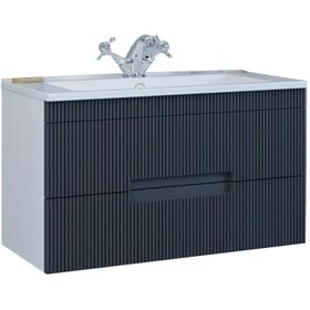 Denko Galata 75 cm MDF Antrasit Gri Banyo Dolabı Alt Modül ve Seramik Lavabo