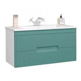 Denko Galata 85 cm MDF Yeşil Banyo Dolabı Alt Modül ve Seramik Lavabo