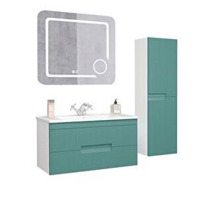 Denko Galata 85 cm Mdf Yeşil Banyo Dolabı Takımı ve Boy Dolabı
