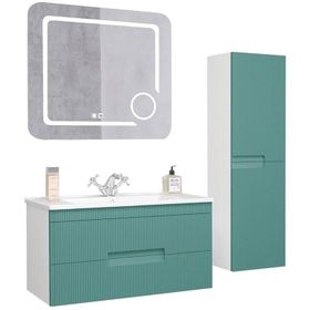 Denko Galata 85 cm Mdf Yeşil Banyo Dolabı Takımı ve Boy Dolabı