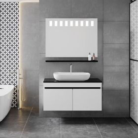 Denko Helena 100 cm Beyaz Banyo Dolabı Takımı