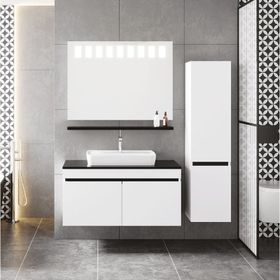 Denko Helena 100 CM MDF Beyaz Banyo Dolabı Takımı