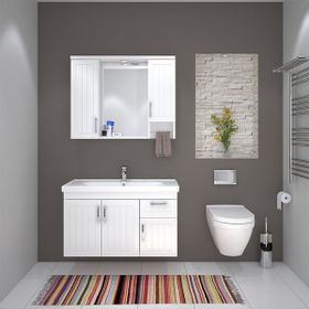 Denko Lotus 100 cm Mdf Lake Banyo Dolabı Takımı
