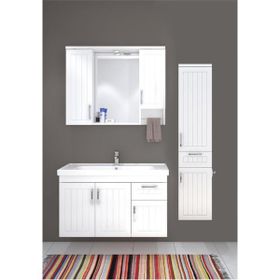 Denko Lotus 100 cm Mdf Üzeri Lake Banyo Takımı ve Boy Dolabı