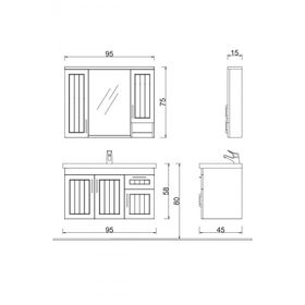 Denko Lotus 100 cm Mdf Üzeri Lake Banyo Takımı ve Boy Dolabı