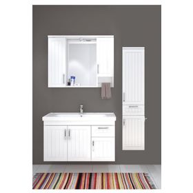 Denko Lotus 100 cm Mdf Üzeri Lake Banyo Takımı ve Boy Dolabı