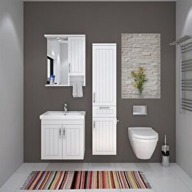 Denko Lotus 60 cm Mdf Lake Banyo Dolabı Takımı ve Boy Dolabı