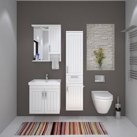 Denko Lotus 60 cm Mdf Lake Banyo Dolabı Takımı ve Boy Dolabı