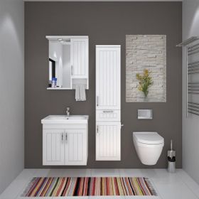 Denko Lotus 60 cm Mdf Lake Banyo Dolabı Takımı ve Boy Dolabı