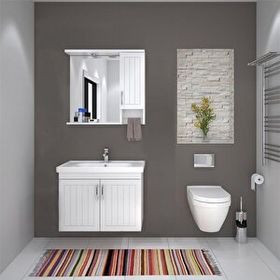 Denko Lotus 80 cm Mdf Lake Banyo Dolabı Takımı