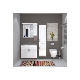Denko Lotus 80 cm Mdf Üzeri Lake Banyo Takımı ve Boy Dolabı