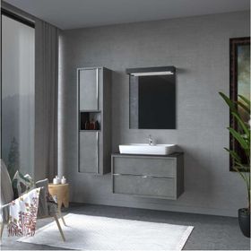 Denko Matia 80 cm Boy Dolap ve Banyo Dolabı Takım