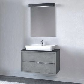 Denko Matia 80 cm Mdf Retro Gümüş Banyo Dolabı Alt Modül ve Lavabo