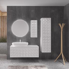 Denko Monart 110 cm Mdf Beyaz Banyo Dolabı Takımı ve Boy Dolabı