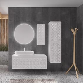 Denko Monart 110 cm Mdf Beyaz Banyo Dolabı Takımı ve Boy Dolabı