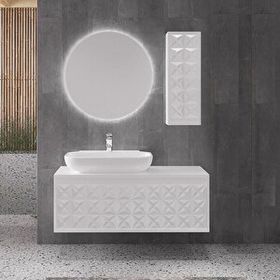 Denko Monart 110 cm Mdf Beyaz Banyo Dolabı Takımı