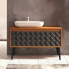 Denko Monart 110 cm Siyah Banyo Dolabı Alt Modül Seramik Lavabo
