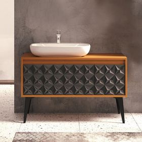 Denko Monart 110 cm Siyah Banyo Dolabı Alt Modül Seramik Lavabo