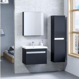Denko More 65 cm Mdf Siyah Banyo Dolabı Takımı ve Boy Dolabı