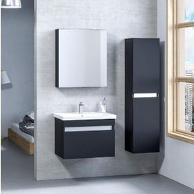 Denko More 65 cm Mdf Siyah Banyo Dolabı Takımı ve Boy Dolabı