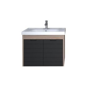 Denko Mostar 70 cm Siyah Alt Modül ve Lavabo Banyo Dolabı