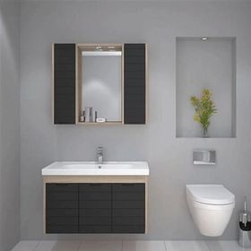 Denko Mostar 90 cm Siyah Banyo Dolabı Takımı Ve Boy Dolabı