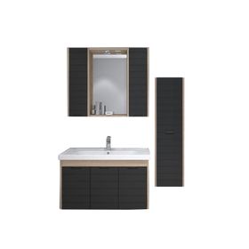 Denko Mostar 90 cm Siyah Banyo Dolabı Takımı Ve Boy Dolabı