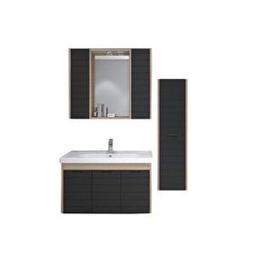 Denko Mostar 90 cm Siyah Banyo Dolabı Takımı Ve Boy Dolabı