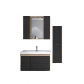Denko Mostar 90 cm Siyah Banyo Dolabı Takımı Ve Boy Dolabı