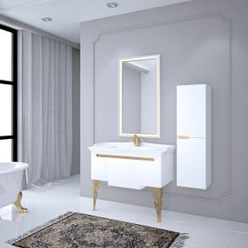 Denko Motta 100 cm Beyaz Boy Dolap ve Banyo Dolabı Takımı