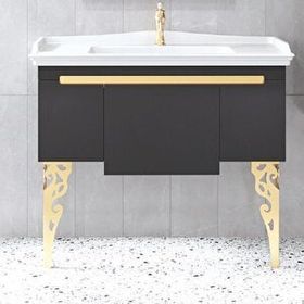Denko Motta 100 cm Mdf Antrasit Gri Banyo Dolabı Alt Modül Lavabo