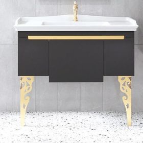 Denko Motta 100 cm Mdf Antrasit Gri Banyo Dolabı Alt Modül Lavabo