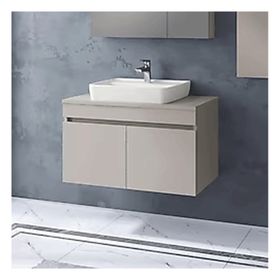 Denko Natalia 40 cm Mdf Kül Gri Banyo Dolabı Alt Modül ve Seramik Lavabo