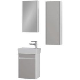 Denko Natalia 40 cm Mdf Kul Gri Banyo Dolabı Takımı ve Boy Dolabı