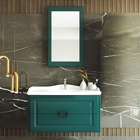 Denko Nergis 100 cm Mdf Zümrüt Yeşil Banyo Dolabı Takımı