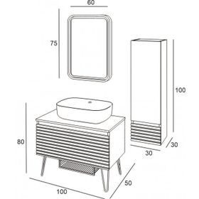 Denko Taylan 100 cm Mdf Siyah Banyo Dolabı Takımı ve Boy Dolabı