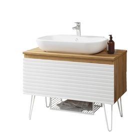 Denko Taylan 85 cm Mdf Beyaz Banyo Dolabı Alt Modül ve Lavabo