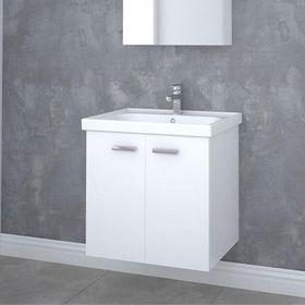 Denko Terra 60 cm Mdf Beyaz Banyo Dolabı Alt Modül ve Lavabo
