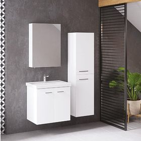 Denko Terra 60 cm Mdf Beyaz Banyo Dolabı Takımı ve Boy Dolabı