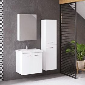 Denko Terra 60 cm Mdf Beyaz Banyo Dolabı Takımı ve Boy Dolabı